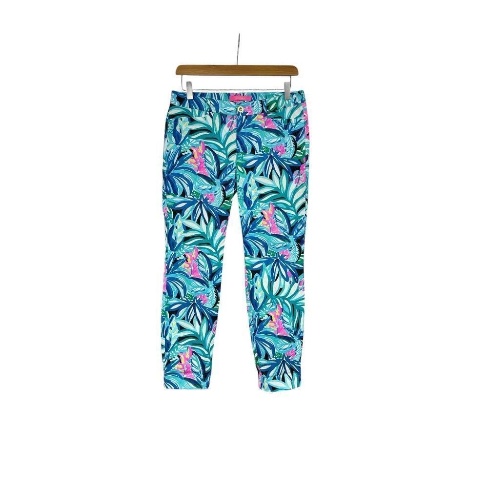 Lilly Pulitzer Kelly Skinny Ankle Pant Maldives Green Hype It Up Women's Size‎ 4